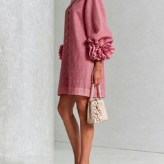 The Elowen | Floral-Cuff Mini Dress, Rose — supplier view 2