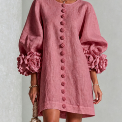 The Elowen | Floral-Cuff Mini Dress, Rose — supplier view 1