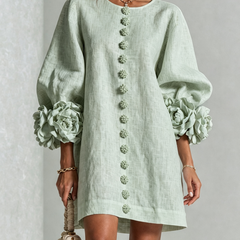 The Elowen | Floral-Cuff Mini Dress, Sage Mist — supplier view 1