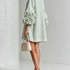 The Elowen | Floral-Cuff Mini Dress, Sage Mist — supplier view 3