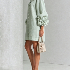 The Elowen | Floral-Cuff Mini Dress, Sage Mist — supplier view 2