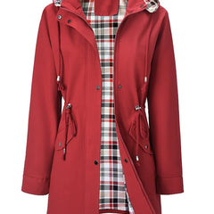 The Hadley plaid-lined rain jacket in red