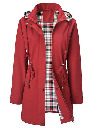 The Hadley plaid-lined rain jacket in red