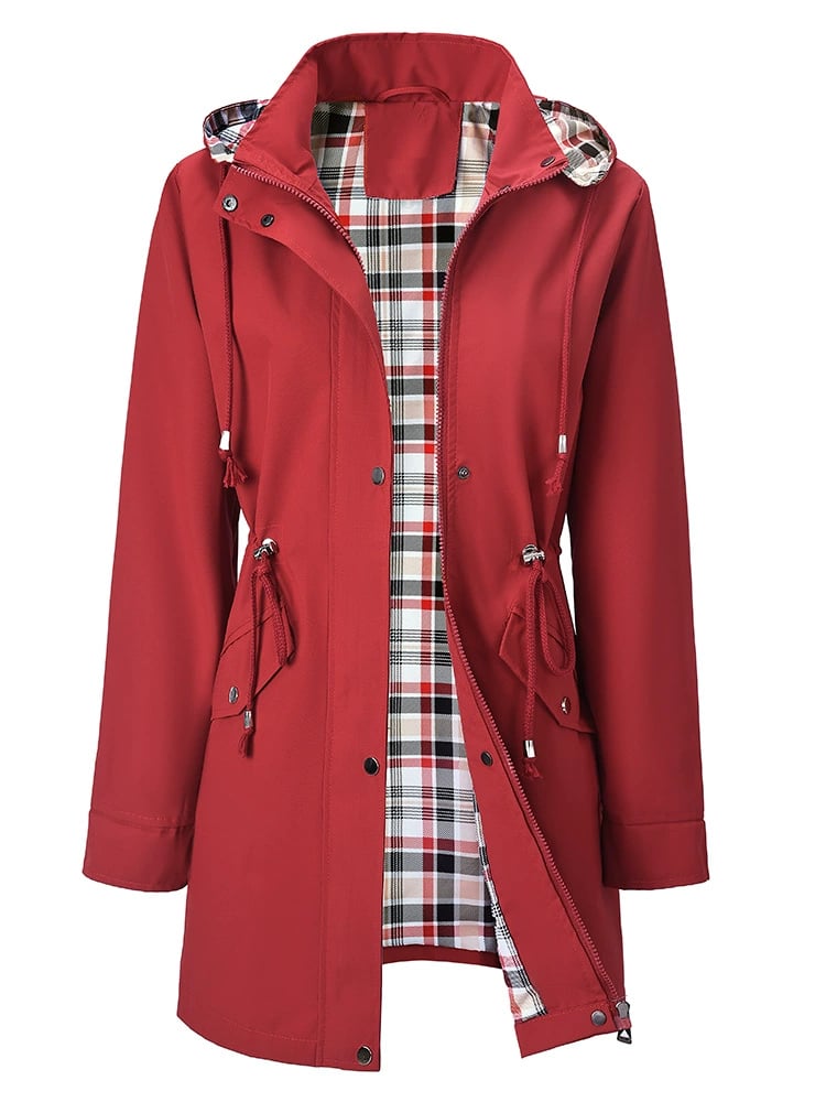 The Hadley plaid-lined rain jacket in red