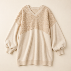 Bronte beige textured V-neck mini dress product flat lay