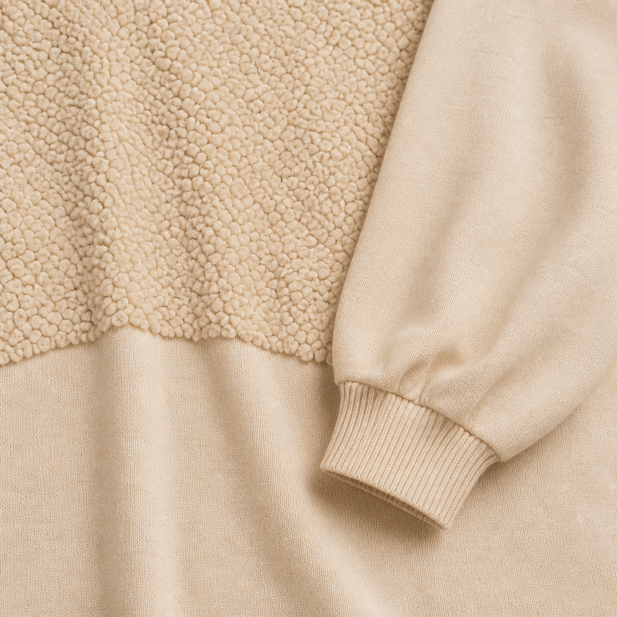 Bronte beige textured panel and ribbed cuff detail