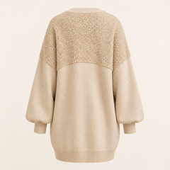 Bronte beige textured V-neck mini dress back product view