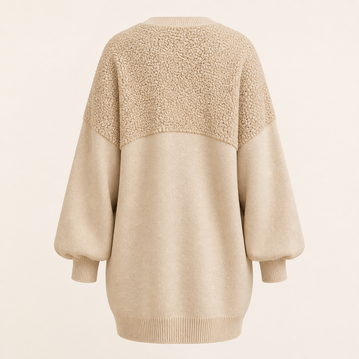 Bronte beige textured V-neck mini dress back product view