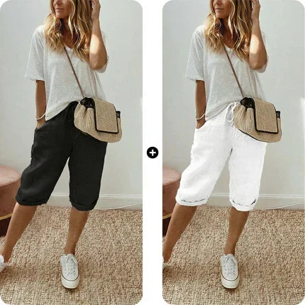 Daisy | Women's Casual Cotton Linen Capris