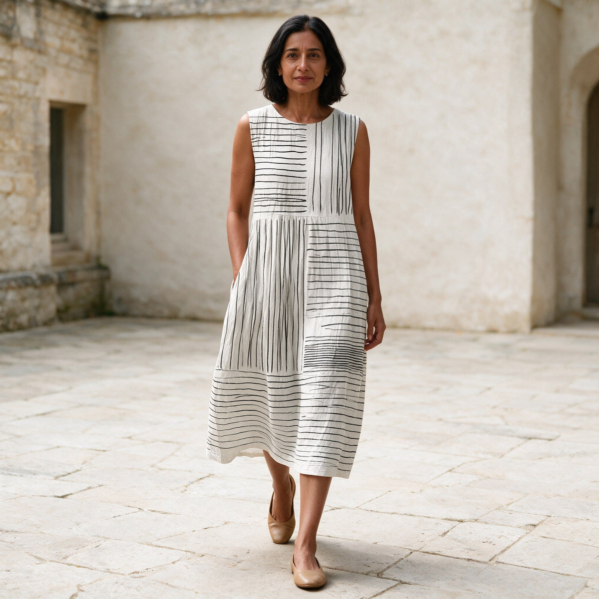 The Amara midi dress styled outdoors