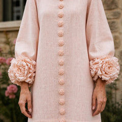 The Elowen | Floral-Cuff Mini Dress, Pink — cuff detail