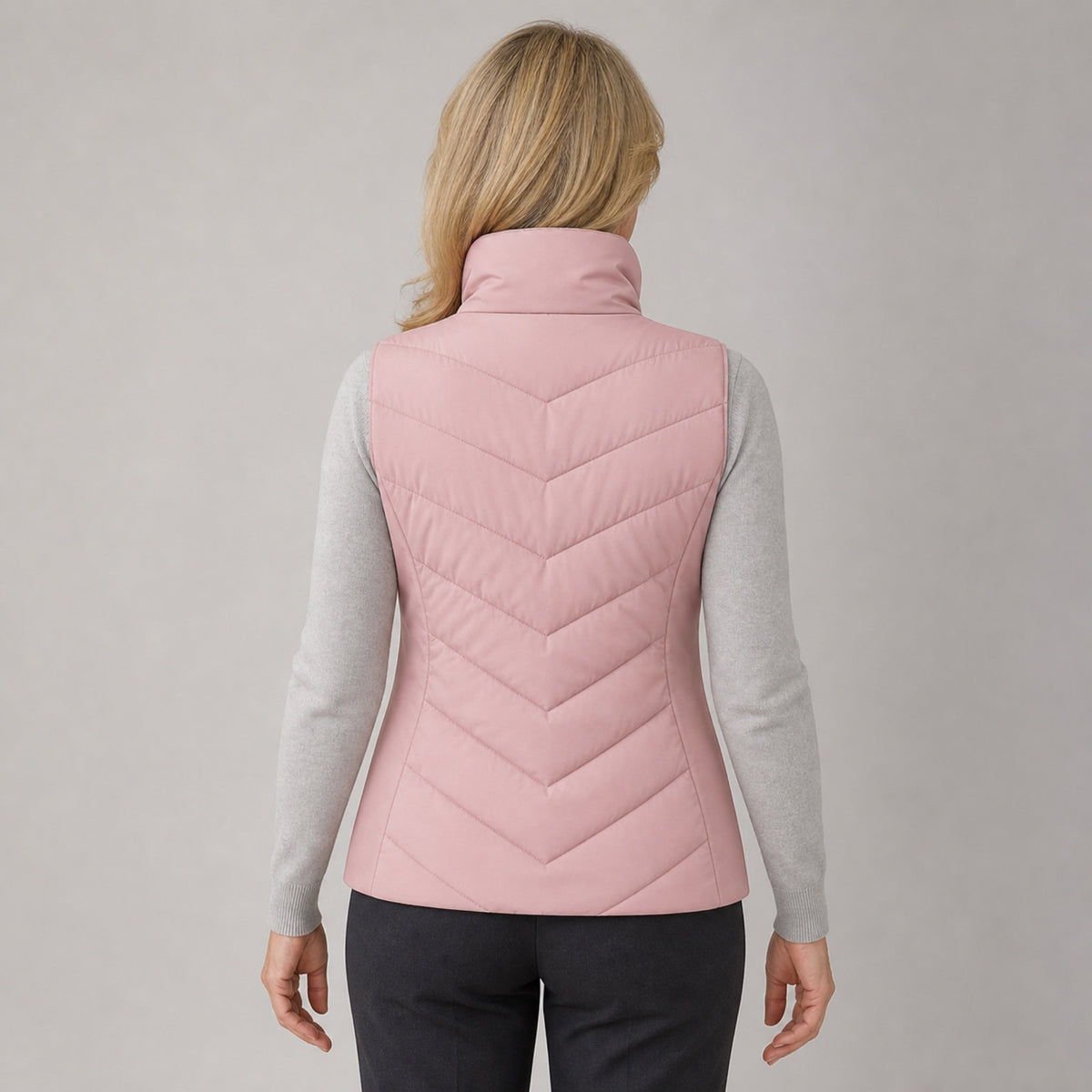 The Rowan | Quilted Gilet, Baby Pink — back
