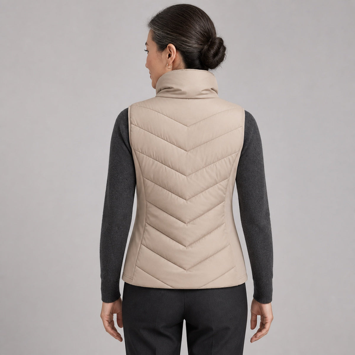 The Rowan | Quilted Gilet, Beige — back