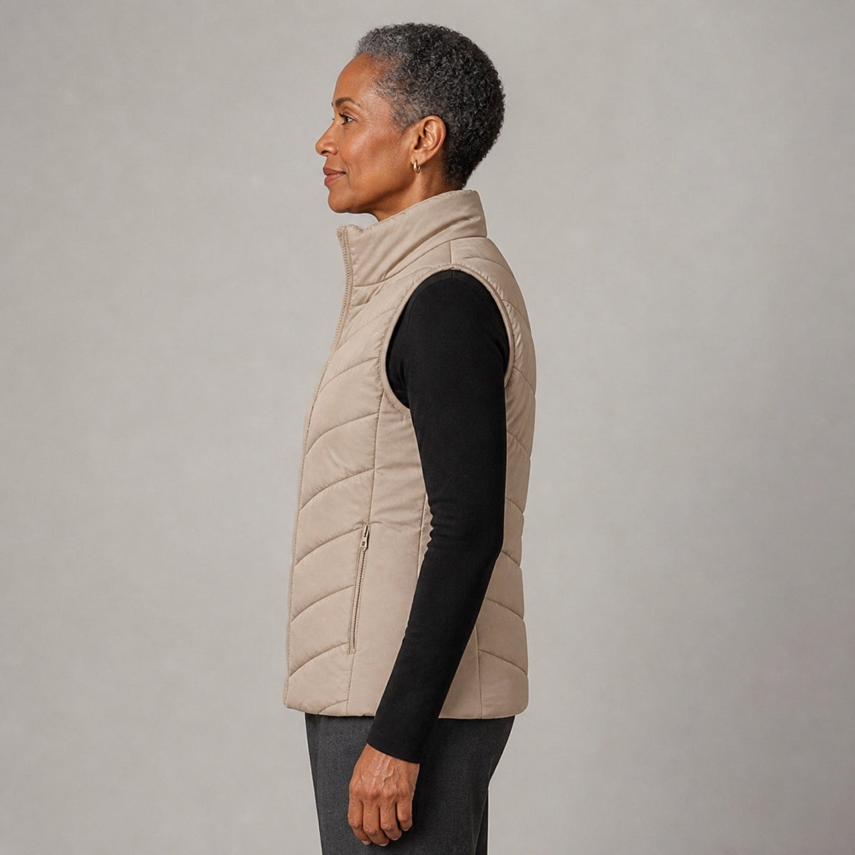 The Rowan | Quilted Gilet, Beige — side