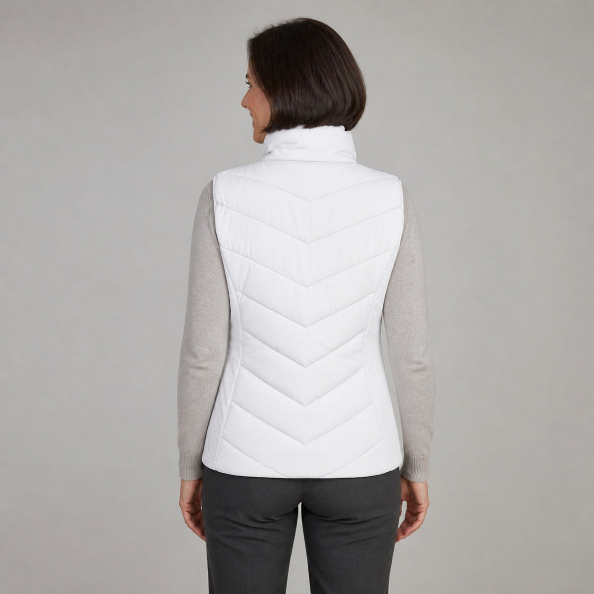The Rowan | Quilted Gilet, White — back