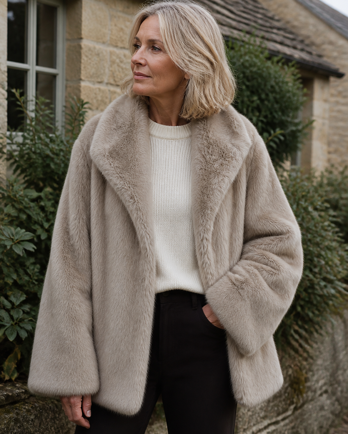 The Elspeth taupe textured coat – gallery image 1