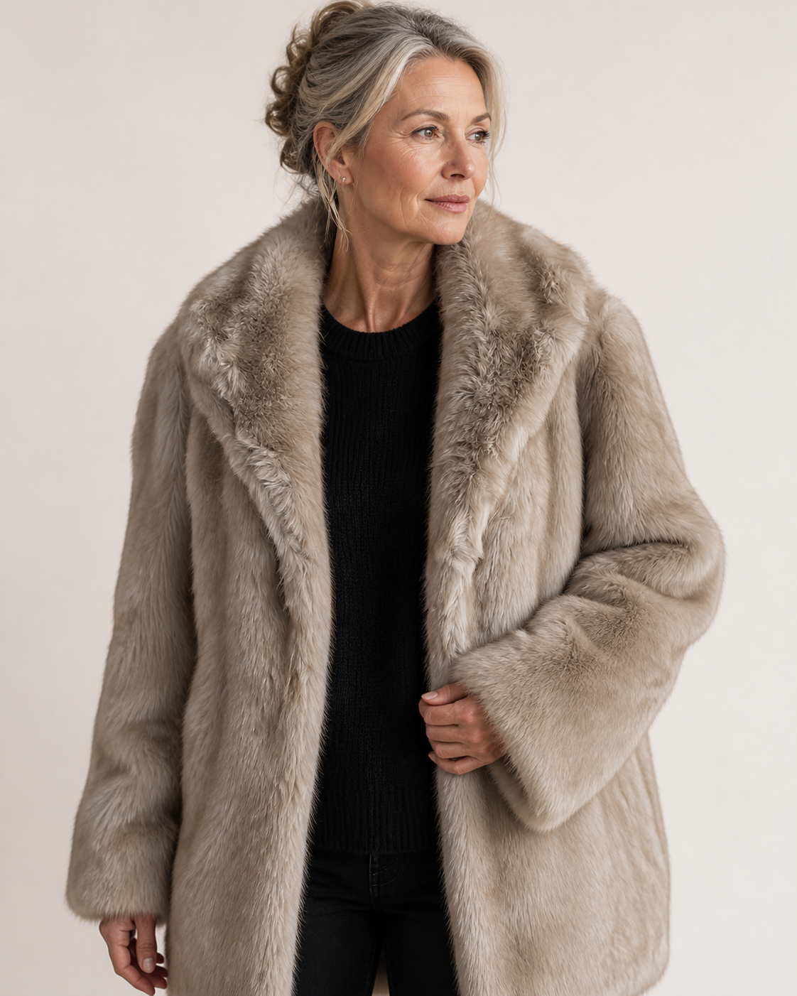 The Elspeth taupe textured coat – gallery image 2