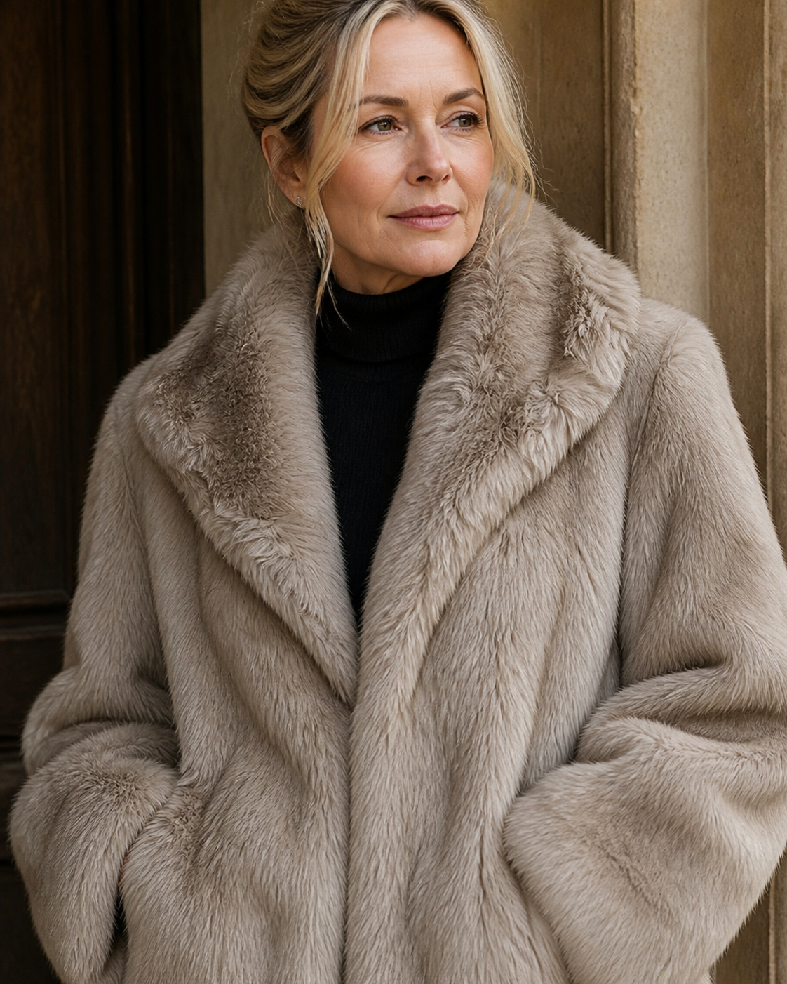 The Elspeth taupe textured coat – gallery image 3