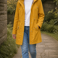 The Hadley plaid-lined hooded rain jacket in yellow