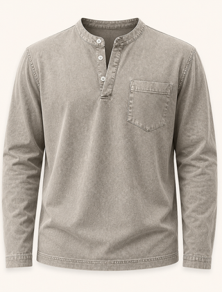 Light grey Saltwater long-sleeve Henley front product view
