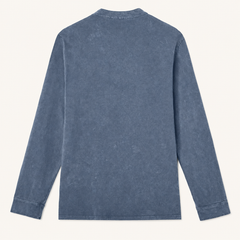 Blue Saltwater long-sleeve Henley rear product view