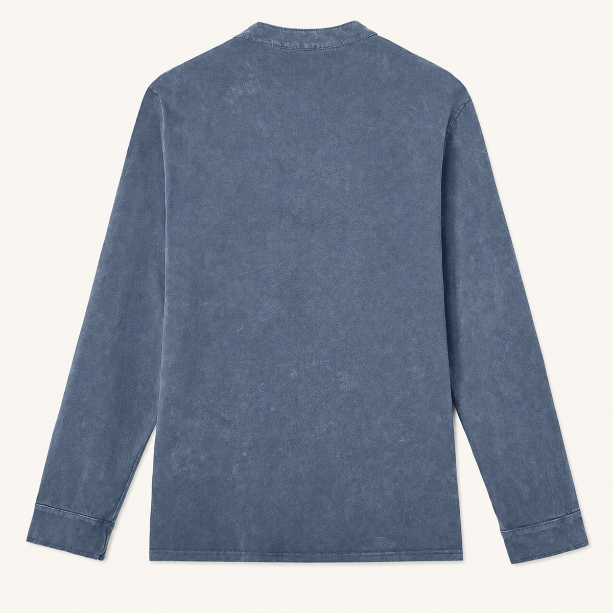 Blue Saltwater long-sleeve Henley rear product view