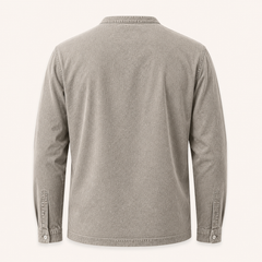 Saltwater light grey long-sleeve Henley – new gallery image 3