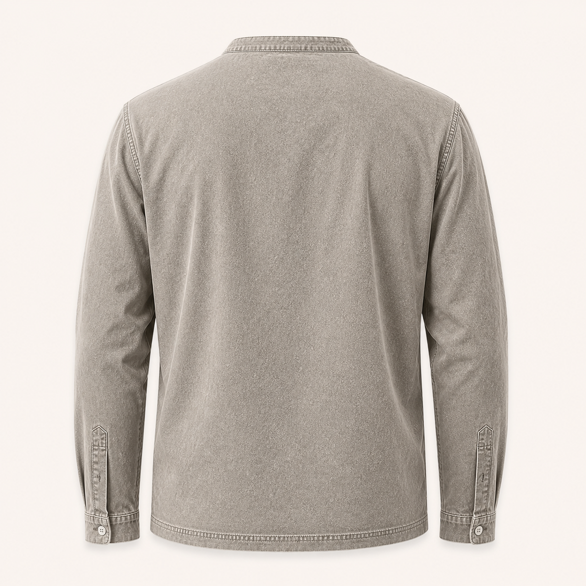Saltwater light grey long-sleeve Henley – new gallery image 3
