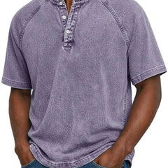 Purple Saltwater short-sleeve Henley front view