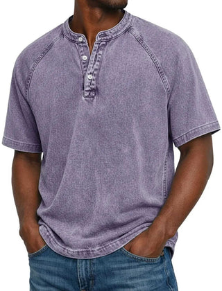 Purple Saltwater short-sleeve Henley front view
