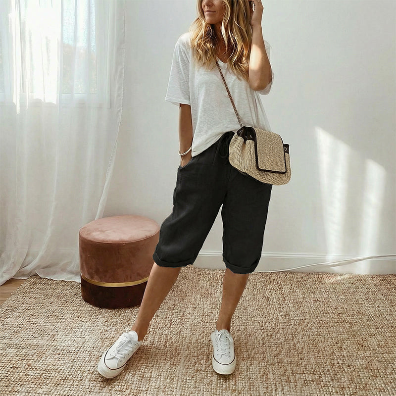Daisy | Women's Casual Cotton Linen Capris