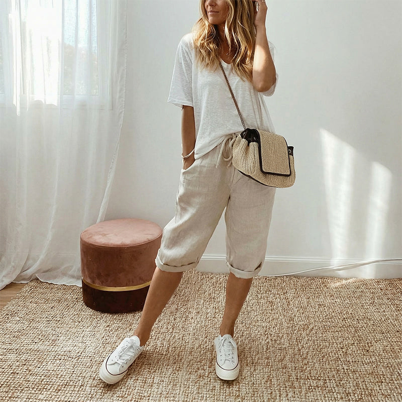 Daisy | Women's Casual Cotton Linen Capris