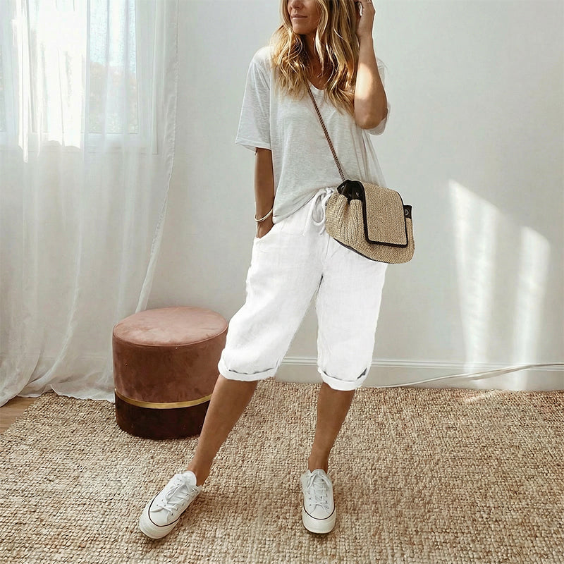 Daisy | Women's Casual Cotton Linen Capris