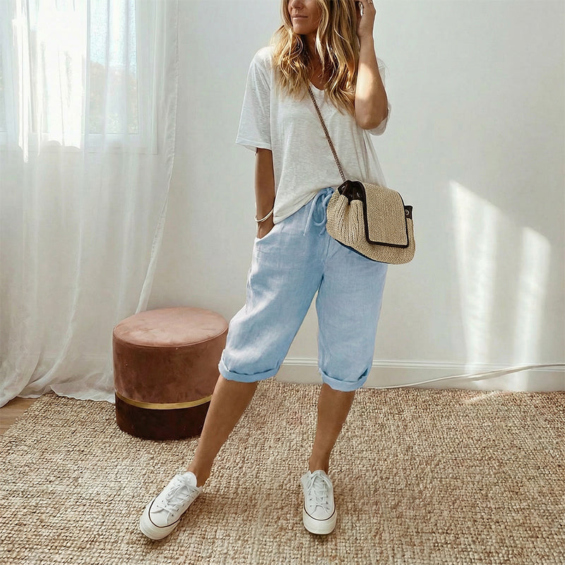 Daisy | Women's Casual Cotton Linen Capris