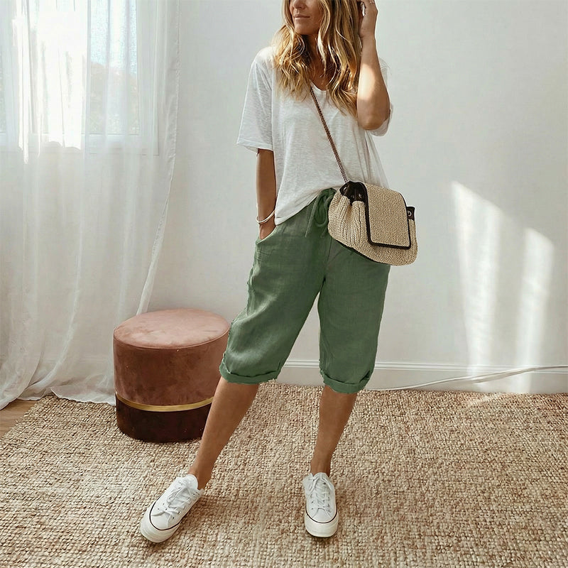 Daisy | Women's Casual Cotton Linen Capris